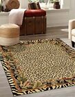 Wildlife Collection Animal Inspired with Cheetah Bordered Design Area Rug, 5 ...