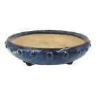 New ListingVintage Pottery Arts & Crafts Footed Bulb Bowl Low Planter Bonsai Pot Blue Glaze