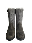 Sorel Womens Boots Leather Moto Mid Calf Grey Perforated Pull On Size 7.5