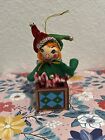 Vintage Hand Painted Wooden Jack in the Box Clown Christmas Tree Ornament