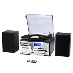 10 in 1 Record Player with Dual Stereo Speakers Vintage 3 Speed Turntable wit...