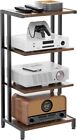 4-Tier AV Media Stand Corner Shelf Wooden Component Cabinet Stereo Audio Rack