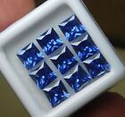 8 PCS Natural Blue Untreated Sapphire Square Gemstone CERTIFIED Lot 5 MM