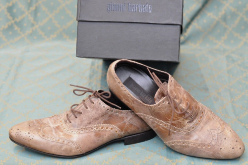 Fashion GIANNI BARBATO BZ2301 men Brown leather oxford formal shoes size 41