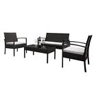 4PCS/3PCS Patio PE Rattan Wicker Sofa Set Outdoor Garden Furniture w/ Table