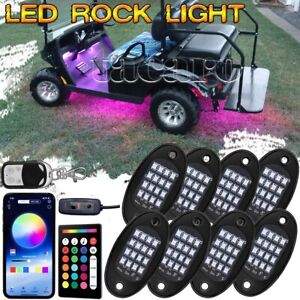 8 Pod LED Rock Light bluetooth Control For Club Car EZGO Yamaha Golf Cart Kart