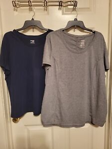 2 Woman's Plus Sized 3X  (22W-24W)  T-Shirts. Danskin Now Navy & Grey. Lot Of 2.