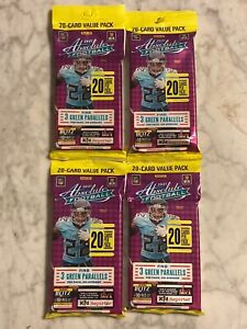 (4) Lot 2021 ABSOLUTE NFL Football Cards Cello Value Pack Factory Sealed KABOOM