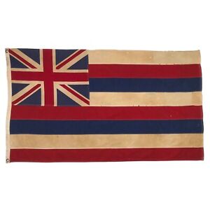 Vintage Cotton Hawaii State Flag Old Cloth Sewn Hawaiian Union Jack USA Distress
