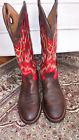 EUC Twisted X Brown Calfskin Leather Buckaroo Cowboy Boots - US Size 13 D (Mens)