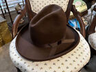 Western Guss Crown hat with Rolled Brim. Dark Brown - 7-1/2