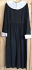 Black Dress White Trim Back Zipper Closure Nun Costume Vintage