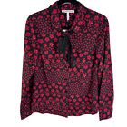 BCBGeneration Button Up Blouse Top Size Small Red/Black Floral Print BCBG NEW