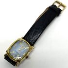 Women's PASTORELLI Gold Tone Mother Of Pearl Dial Watch With Black Leather Band