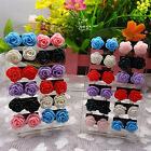 12 Pairs Rose Stud Earrings Mixed Color Flower Earrings Wholesale Jewelry Set-ca
