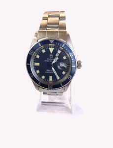 Tudor Submariner Prince Date Auto Steel Bracelet Watch 90910 BLUE  1977 Vintage