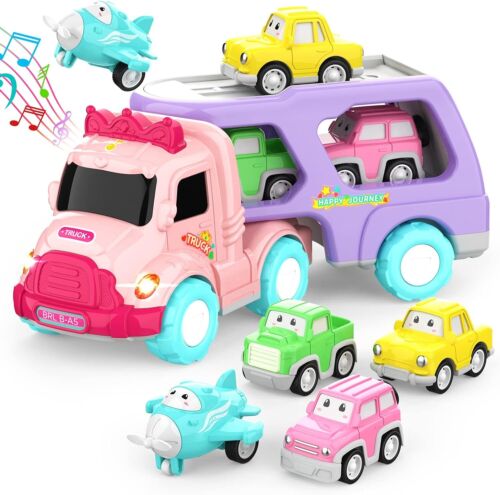 Toys 1-3 Year Old Girl Carrier Truck Toddler Girl Friction Power Toy Cars Light