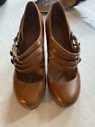 Jeffrey Campbell Ibiza Last Brown Leather Mary Jane Heels Pumps Size 6.5