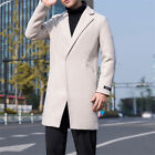 Men's Wool Blend Trench Coat Winter Warm Slim Fit One Button Long Top Coat