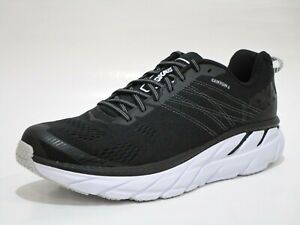 Hoka One One Men's Clifton 6 Running Sneaker Shoes, Black/White