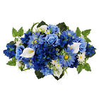 30 inch Outdoor Artificial Flowers Large Headstone Rose in Blue 30 x 18 x 8 Inch