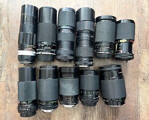 Large Lot of Vintage Zoom and Macro Lenses - Vivitar, Gemini, Promaster, Petri