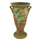 Roseville Luffa Brown 1934 Vintage Arts And Crafts Pottery Flower Vase 691-12