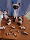 Vintage Lot Of 16 1960s Ceramic Siamese Cat Figurines Made in Japan 8