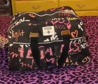 Victoria's Secret Love Pink Black Graffiti Big Rolling Suitcase Duffle Bag