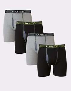 Hanes Men's 4-Pack Boxer Briefs X-Temp Cotton No Ride Up FreshIQ Assorted Colors