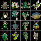Fashion Crystal Green Animal Brooch Pin Frog Owl Collar Brooch Corsage Jewellery