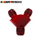 2X AN8 8-AN Male to AN10 10-AN Male Male Flare Y-Block Fitting Adapter Red
