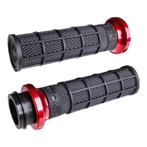 ODI LOCK-ON FULL WAFFLE INDIAN TOURING 2018+ TBW HANDLEBAR GRIPS BLACK/RED (For: Indian Roadmaster)