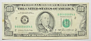 1985 $100 Federal Reserve Note FANCY SERIAL NUMBER 7 in a Row VF