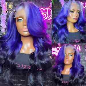 Light Purple HD Transparent Lace Front Human Hair Wigs Pre-Pluck With Baby Hair