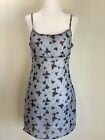 Vintage Y2K Butterfly Cami Dress Womens Small Blue Mesh Lace Angelcore Fairycore