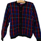 Vintage Liz Claiborne Cardigan Sweater Merino Wool Multicolor Long Sleeve Small