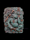 Vintage Mayan Green Stone Crafted Aztec Wall Plaque Azteca Malachite