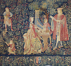 RARE Medieval Millefleur Tapestry: Noble Musician Scene, Vibrant Weave RE975558