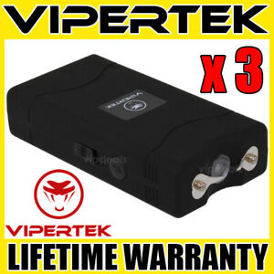 (3) VIPERTEK BLACK VTS-880 Mini Stun Gun Self Defense Wholesale Lot