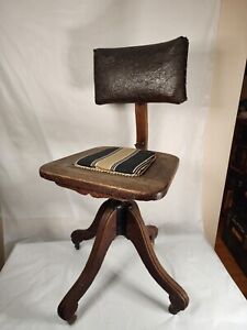 Antique swivel adjustable office library desk chair antique desk chair