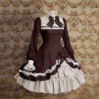 Women Gothic Cosplay Dress High Waist Contrast-Color Ruffled Sweet Lolita Dress
