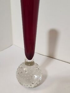 New ListingVintage Bubble Red Art Glass Bud Vase 6