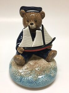 New ListingVintage Otagiri Sailor Bear Music Box Boat Nautical~Plays Sailor Man~1992