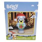 5' Gemmy Bluey Airblown Yard Inflatable Light Up With Christmas Present
