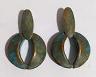 Verdigris Copper Steel Post Earrings - Artisan Handmade Hand Crafted Unsigned
