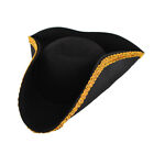 Black & Gold Tricorne Hat Colonial Pirate Costume Hat ADULT