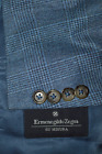 US 46S ERMENEGILDO ZEGNA Men's Blue 100% Wool Plaid Sports Coat Jacket Blazer