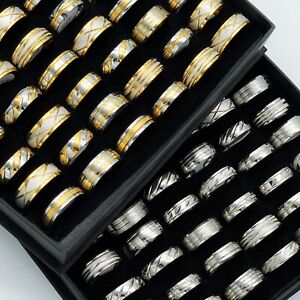 Bulk Lots 36 Assorted Men Band Stainless Rings Metal Punk Rock Fashion Jewelry