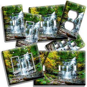 NATURE WONDER GREEN FOREST WATERFALL LIGHT SWITCH OUTLET WALL PLATES HOME DECOR